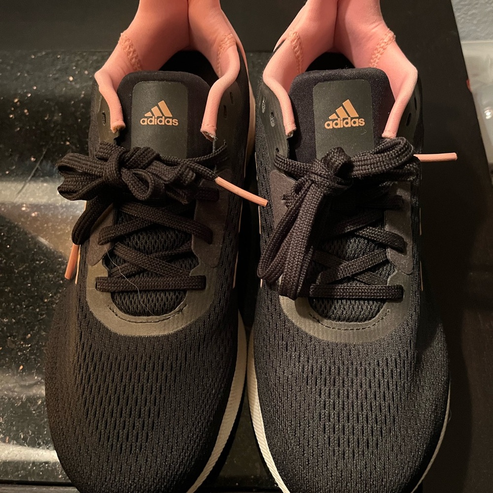 Adidas Women's Black and Pink Running Shoes